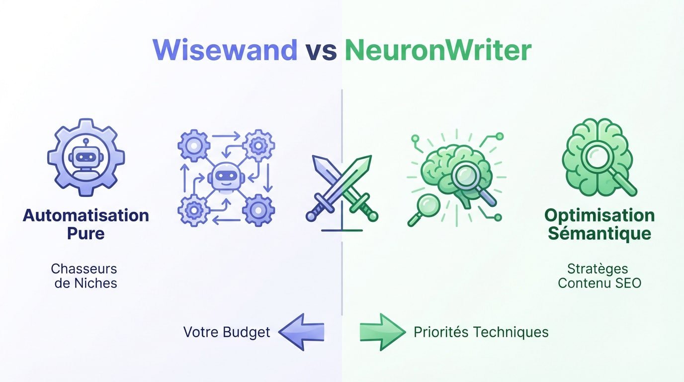 Comparatif des interfaces et fonctionnalités entre Wisewand et NeuronWriter pour le SEO
